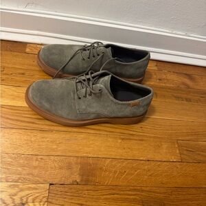 Camper Olive Suede Derby Shoes with Gum Sole